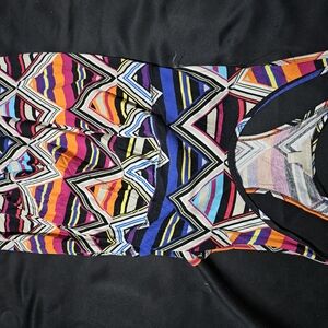 Banana Republic Orange and Blue Bodycon Top Sleeveless Scoop Neck